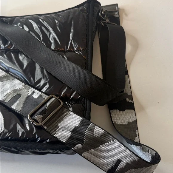 Ah-dorned Patent Black Quilted Shoulder Bag 2 Straps - Picture 2 of 15